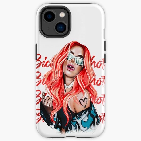 New look Karol G with Red Hair Illustration with Bichota Words on the background iPhone Tough Case RB2306 product Offical karol g Merch