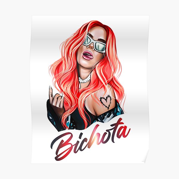 New look Karol G with Red Hair Illustration with Bichota Word Poster RB2306 product Offical karol g Merch