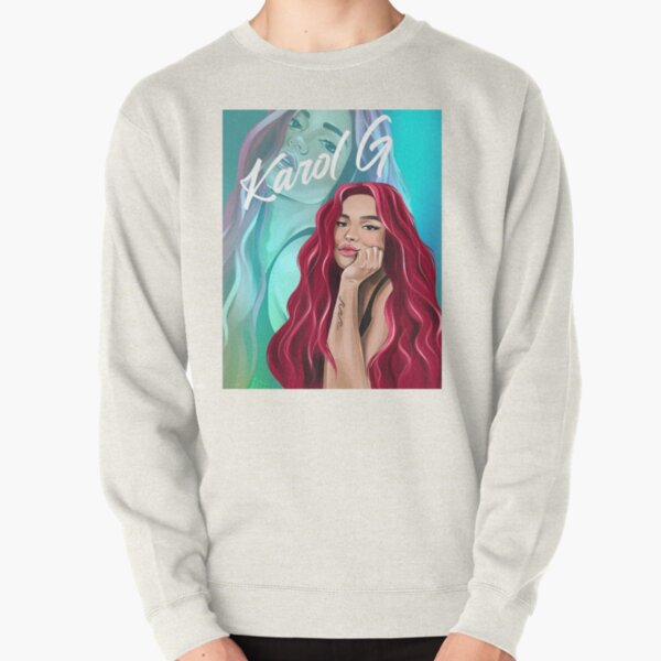 Rectangle Karol G with Red Hair Illustration  Pullover Sweatshirt RB2306 product Offical karol g Merch