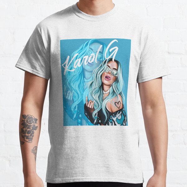 Rectangle Karol G with Blue Hair Illustration  Classic T-Shirt RB2306 product Offical karol g Merch