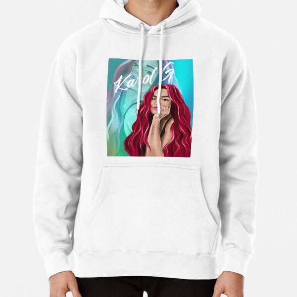 Rectangle Karol G with Red Hair Illustration  Pullover Hoodie RB2306 product Offical karol g Merch