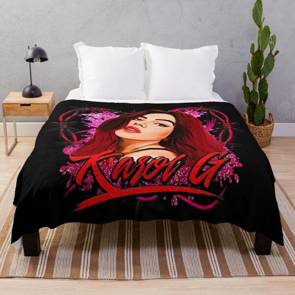 karol g bichota and heart tattoo, Karol G red Bare Wire Heart, Karol G Bichota , New look Karol G with Red Hair Illustration with Bichota Words on the background Throw Blanket RB2306 product Offical karol g Merch